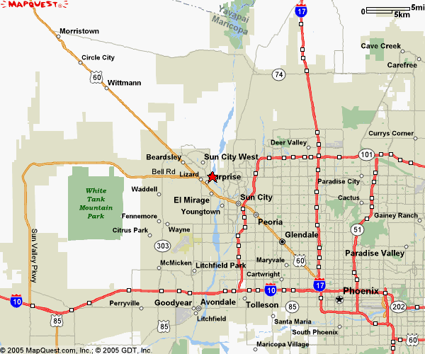 Map, vacation rentals in Arizona